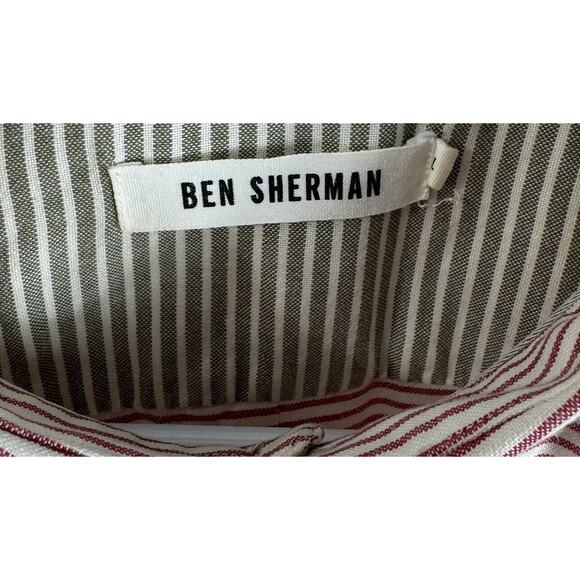 Ben Sherman‎ blouse Large Red white stripes button-up Pocket short sleeve - Picture 6 of 6